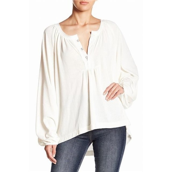 Free People Tops - Free People Ivory White Henley HiLo Tunic Top